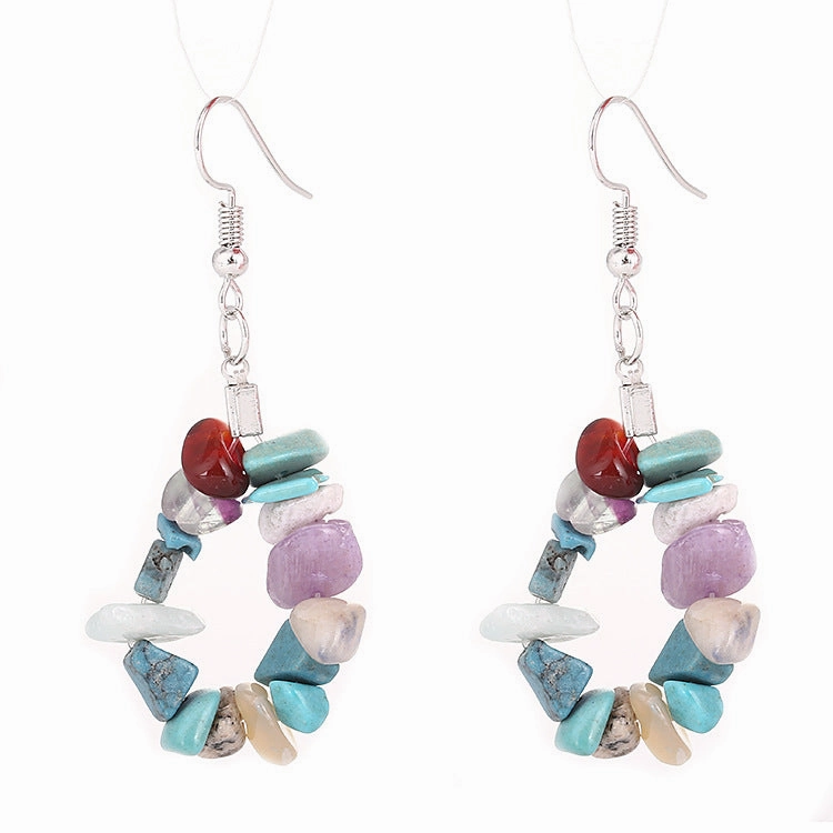 Wholesale TikTokLive Amethyst Simple Multicolor Natural Gravel Beaded Earrings