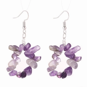 Wholesale TikTokLive Amethyst Simple Multicolor Natural Gravel Beaded Earrings