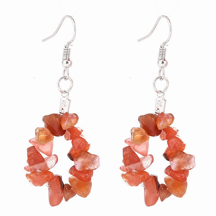 Wholesale TikTokLive Amethyst Simple Multicolor Natural Gravel Beaded Earrings