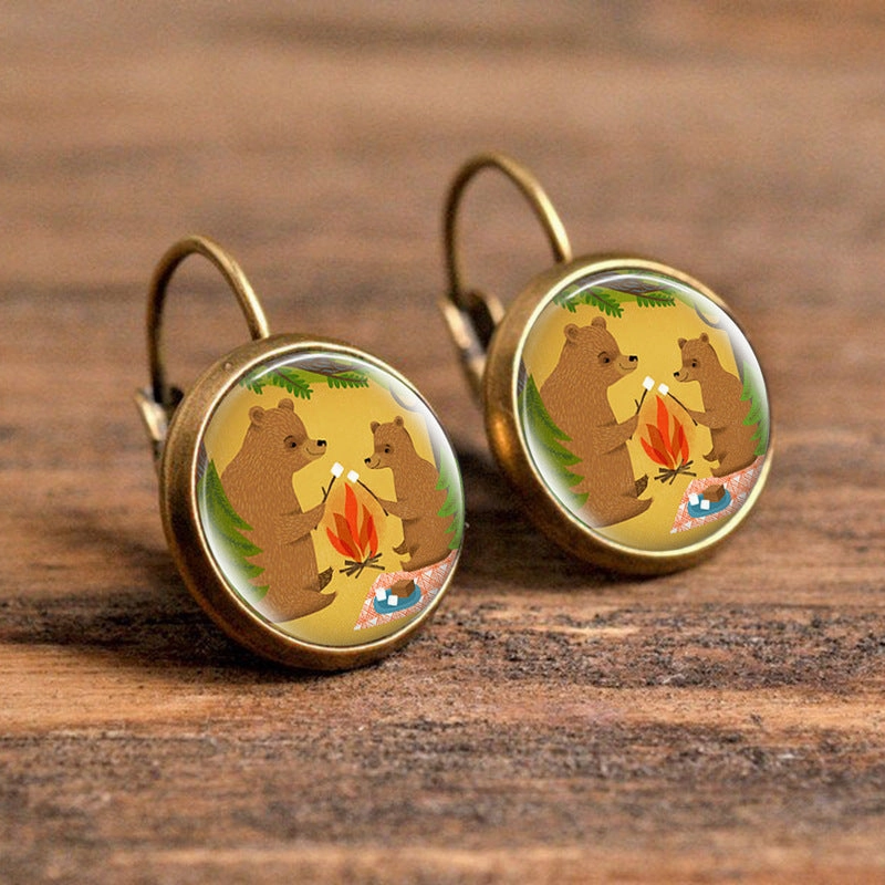 Wholesale Time Gem Animal Pattern Earrings