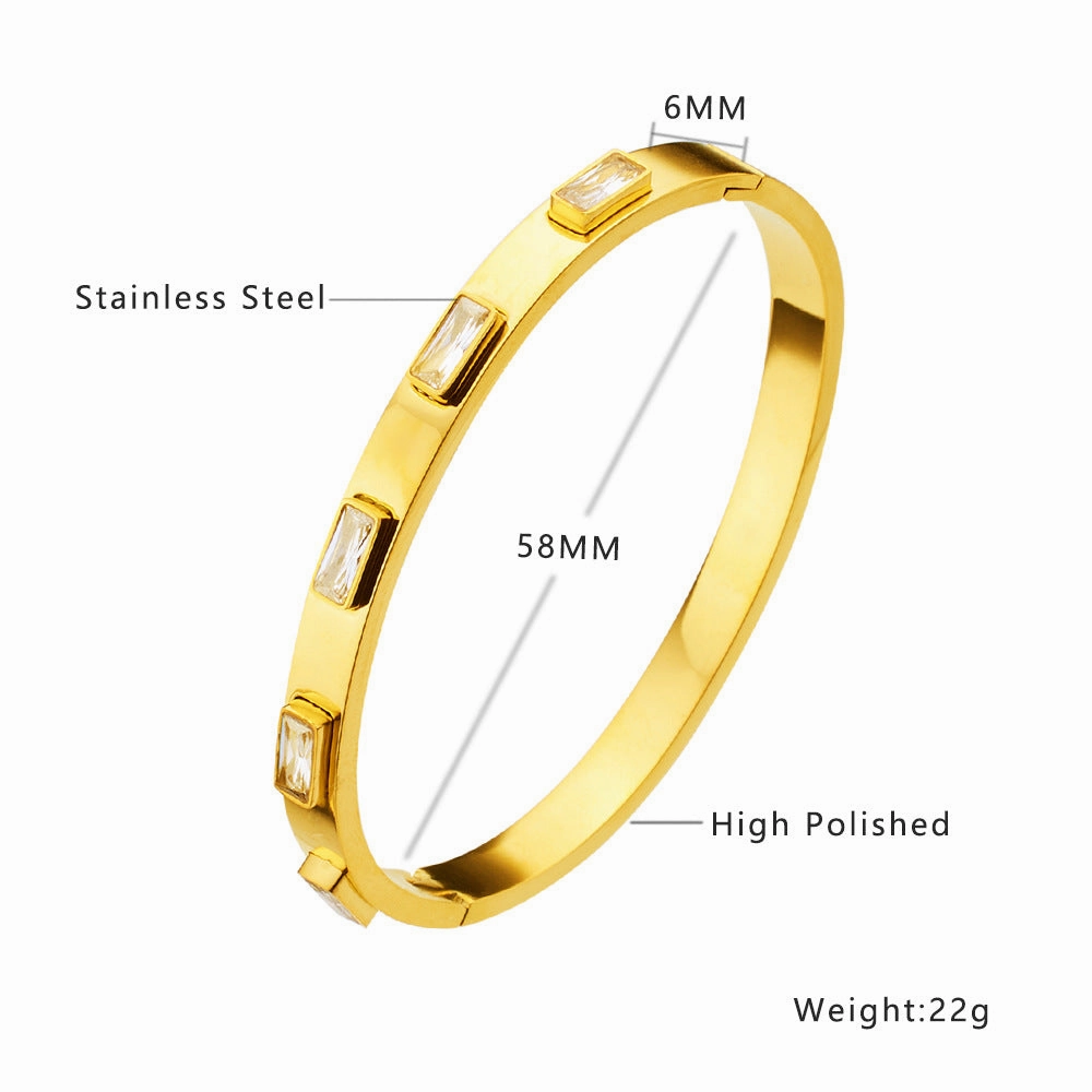 Wholesale Titanium Steel 18k Gold Plated Diamond Bracelet