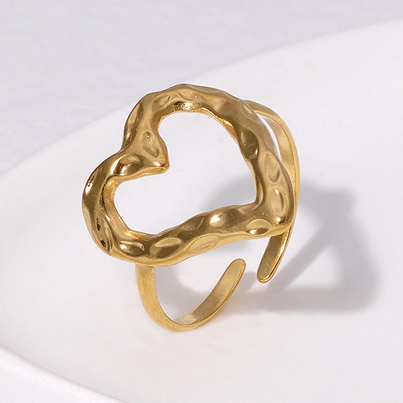 Wholesale Titanium Steel 18K Gold-plated Heart Opening Rings