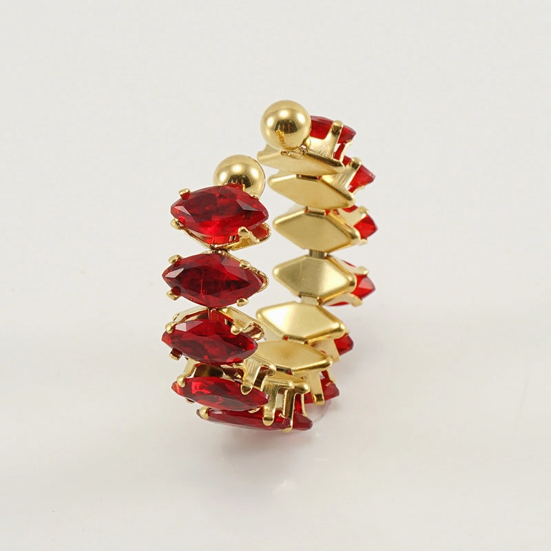 Wholesale Titanium Steel 18K Gold Plated Open Adjustable Geometric Ring