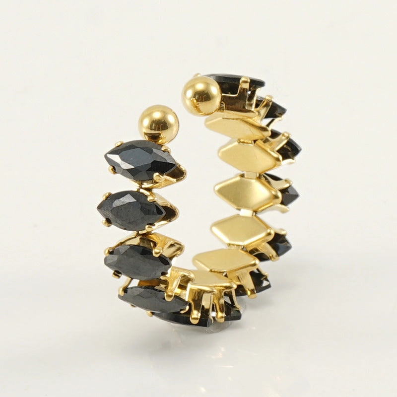 Wholesale Titanium Steel 18K Gold Plated Open Adjustable Geometric Ring