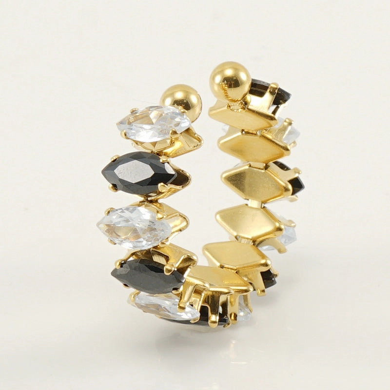 Wholesale Titanium Steel 18K Gold Plated Open Adjustable Geometric Ring