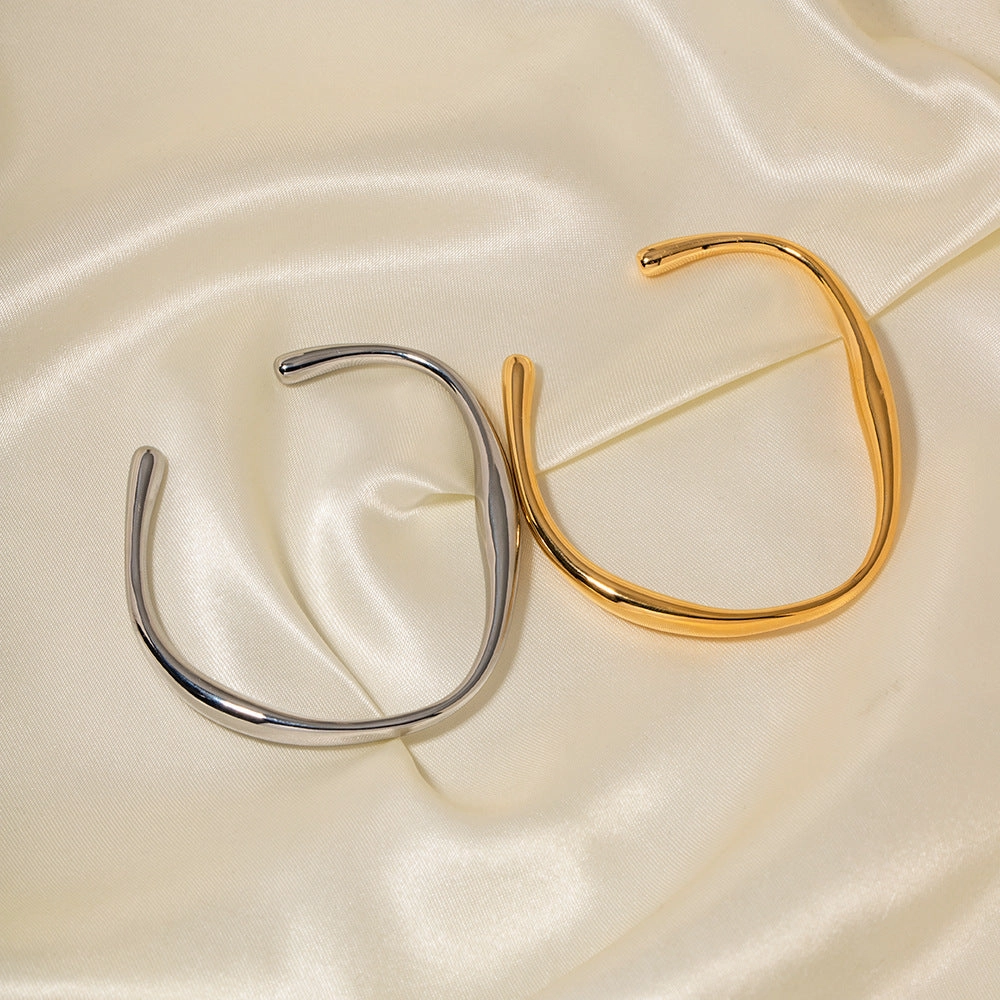 Wholesale Titanium Steel 18K Gold Stainless Steel Shaped Opening Bracelet