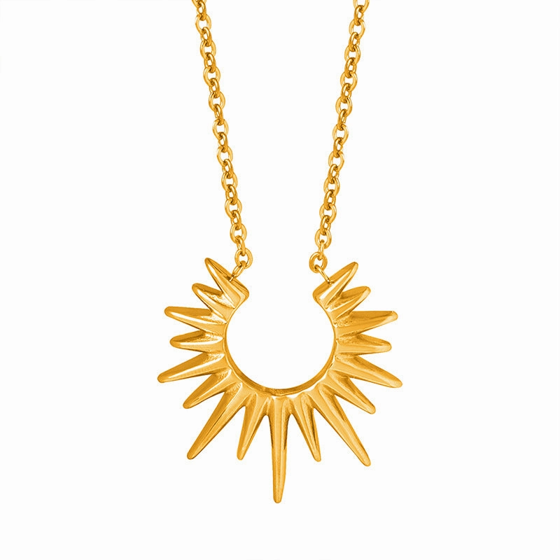 Wholesale Titanium steel 18k retro non-fading versatile women's sunflower exaggerated clavicle necklace