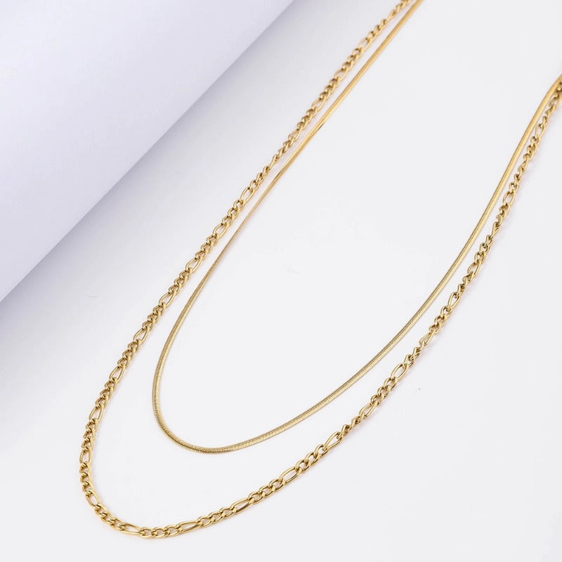 Wholesale Titanium Steel 18K True Gold Stainless Steel Push Chain Fee Necklaces