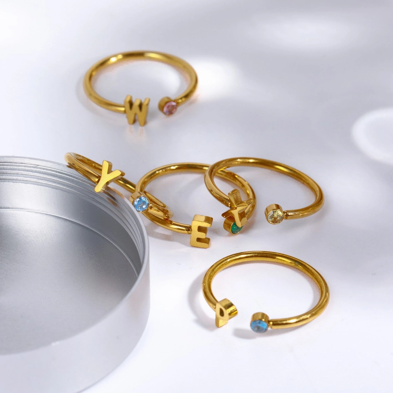 Wholesale Titanium Steel 26 Letter Open Ring