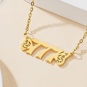 Wholesale Titanium Steel Angel 000-999 Lucky Number Vacuum Plating 18K Necklace