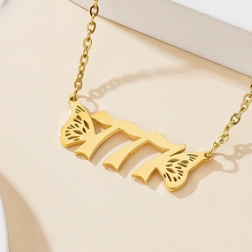 Wholesale Titanium Steel Angel 000-999 Lucky Number Vacuum Plating 18K Necklace