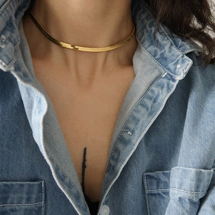 Wholesale Titanium Steel Belt Buckle Snake Bone Clavicle Necklace
