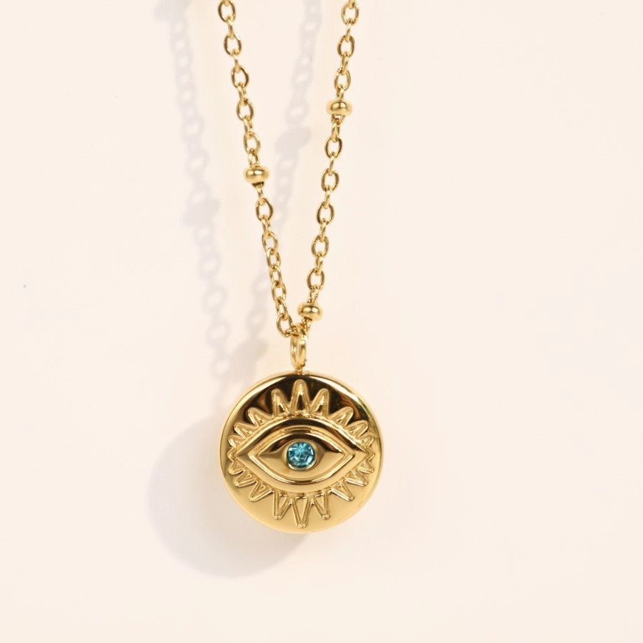 Wholesale Titanium Steel Blue Eyes Devil Eyes Clavicle Chain