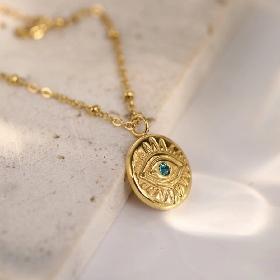 Wholesale Titanium Steel Blue Eyes Devil Eyes Clavicle Chain