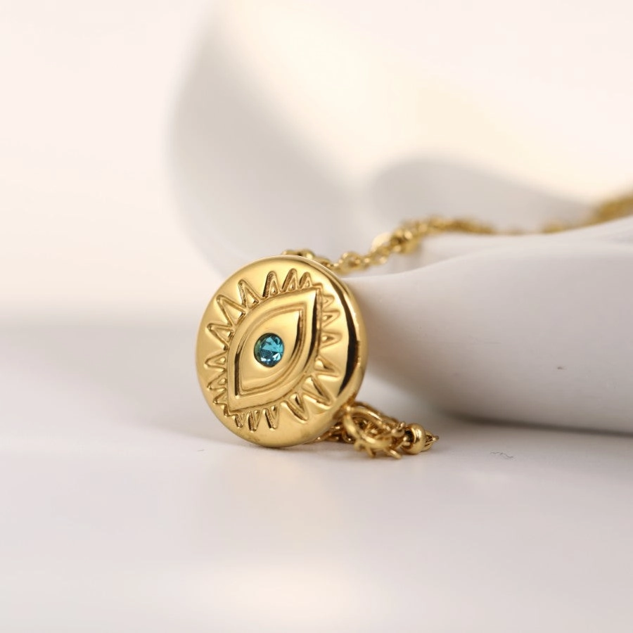 Wholesale Titanium Steel Blue Eyes Devil Eyes Clavicle Chain