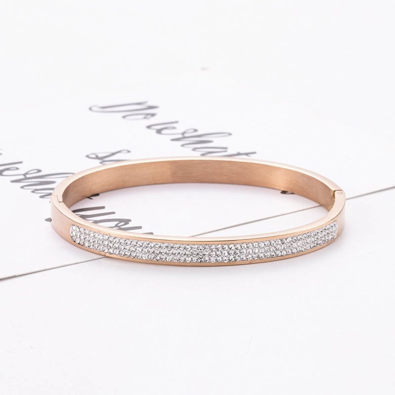 Wholesale Titanium Steel Buckle Diamond Open Bracelet