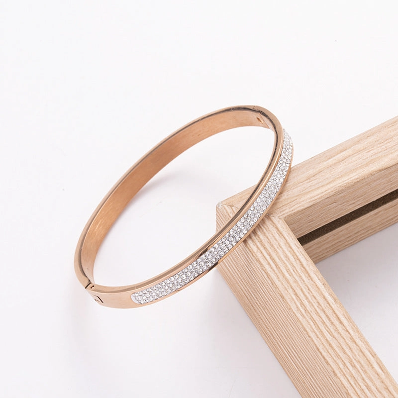 Wholesale Titanium Steel Buckle Diamond Open Bracelet