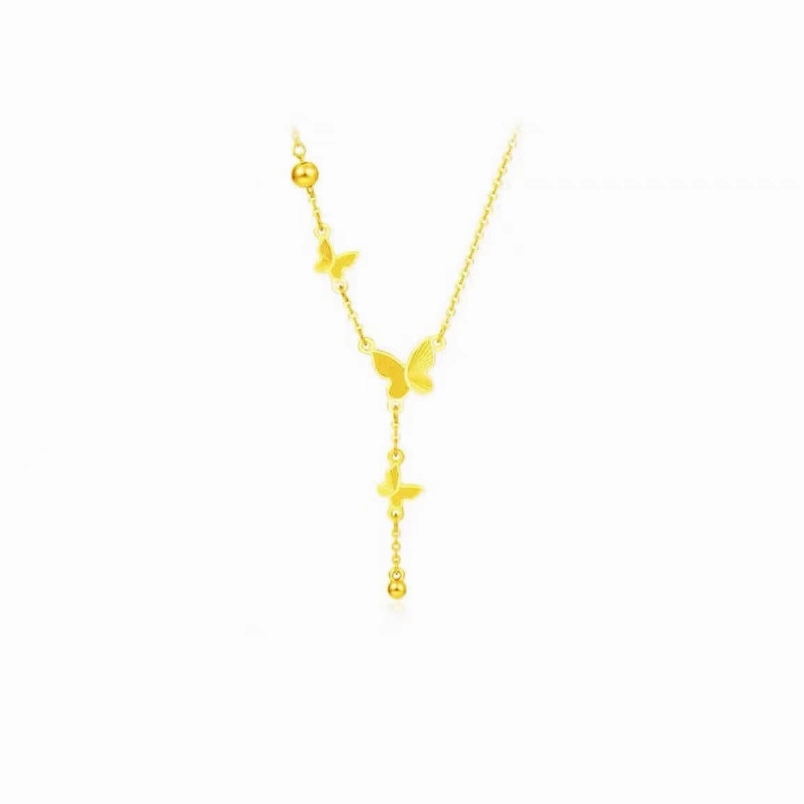Wholesale Titanium Steel Butterfly Tassel Women's 18K Gold Plated Exquisite All-match Clavicle Necklace
