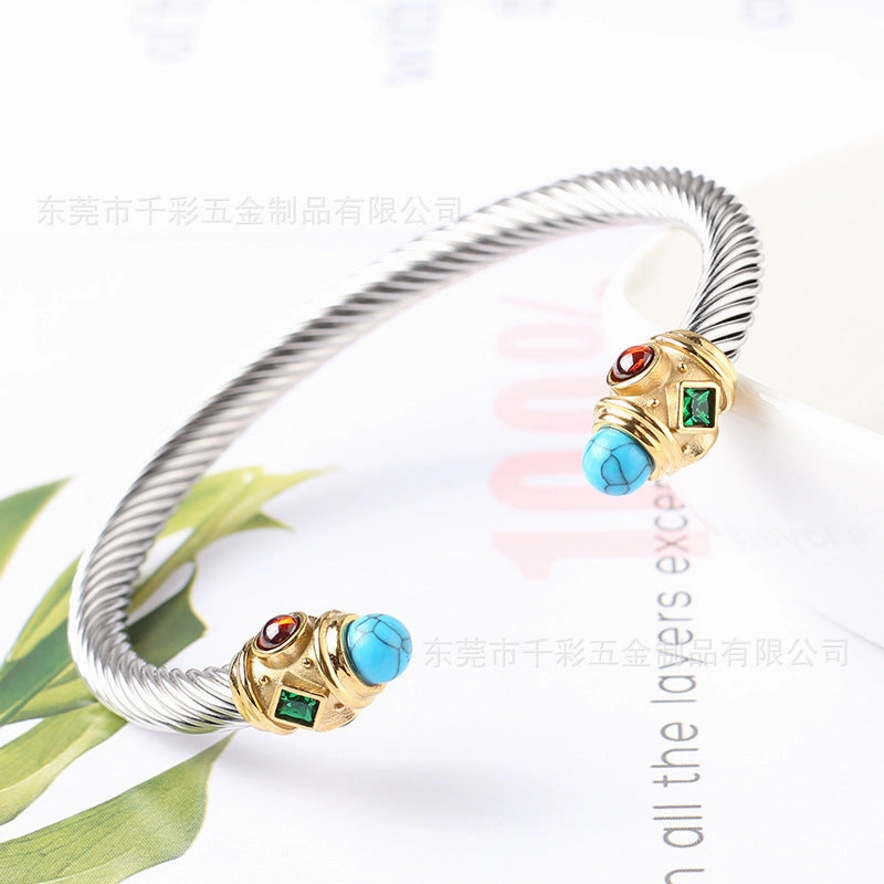 Wholesale Titanium Steel Cable Twist Bracelet