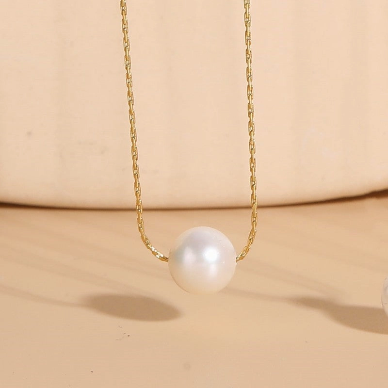 Wholesale Titanium Steel Chain Freshwater Pearl Pendant Necklace