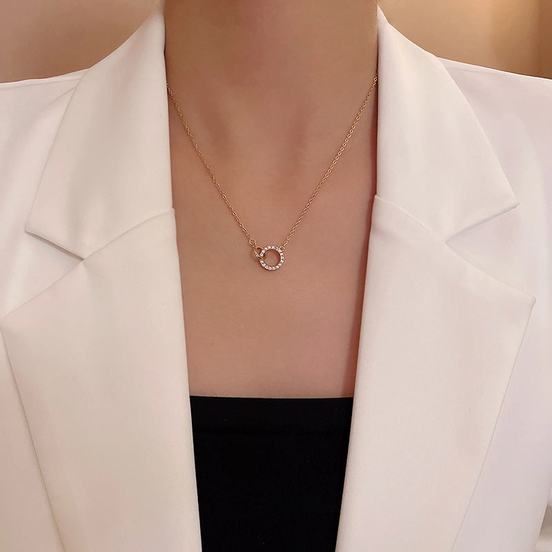Wholesale Titanium Steel Circle Geometric Necklace