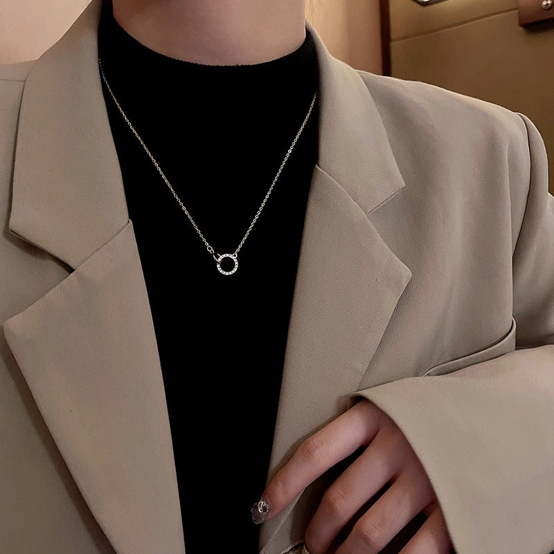 Wholesale Titanium Steel Circle Geometric Necklace
