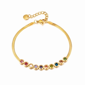 Wholesale Titanium Steel Colored Zircon Flat Bracelet