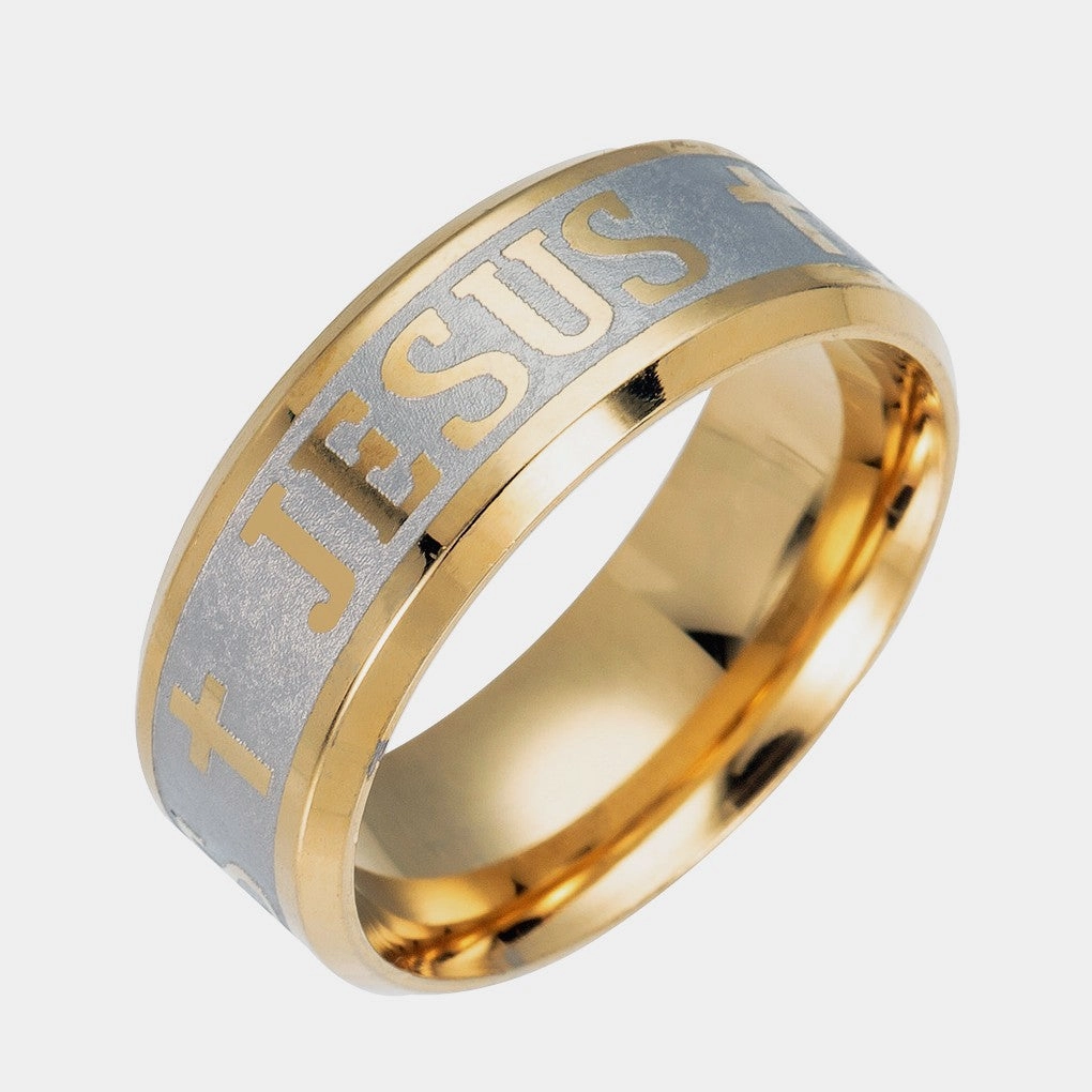 Wholesale Titanium Steel Corrosion Letters Men's Ring