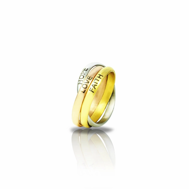 Wholesale Titanium Steel Couple Tricolor Ring