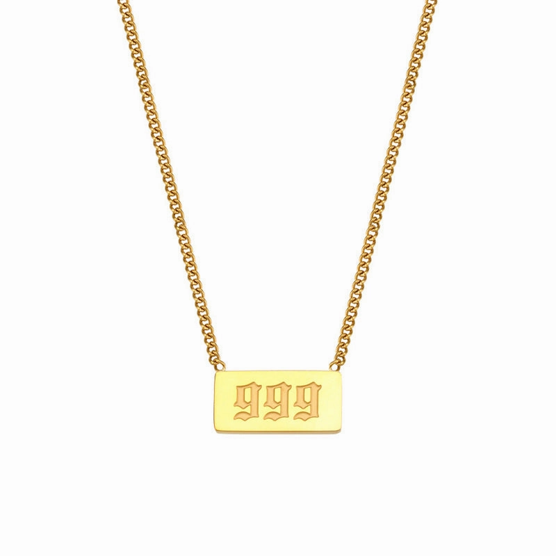 Wholesale Titanium Steel Creative 1 To 9 Golden Angel Number Necklace