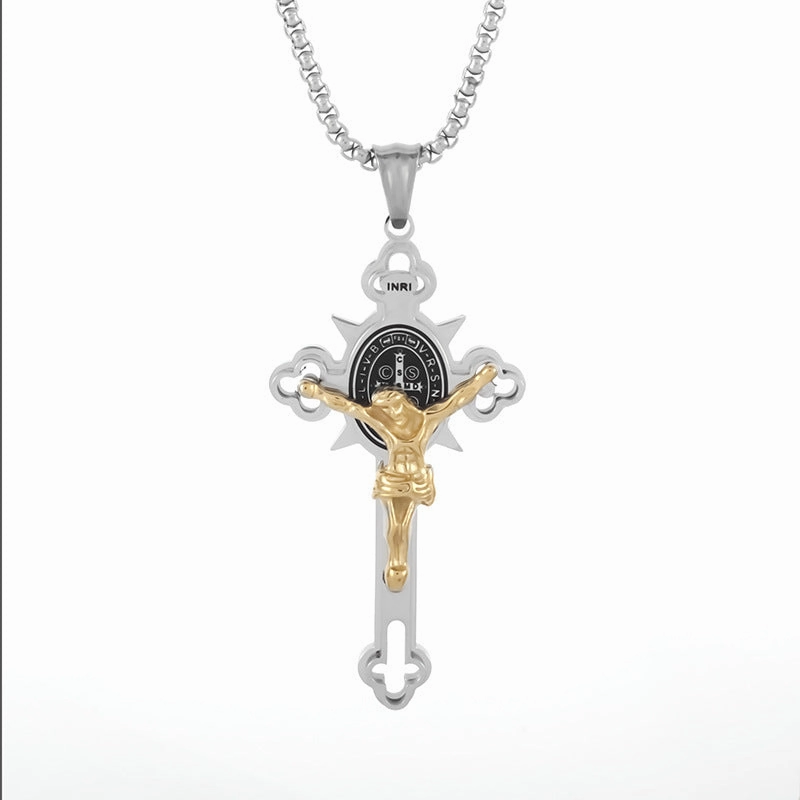 Wholesale Titanium Steel Cross Men's Stainless Steel Necklace