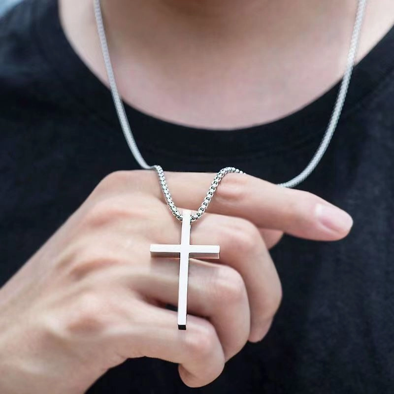Wholesale Titanium Steel Cross Necklace Pendant Sweater Chain