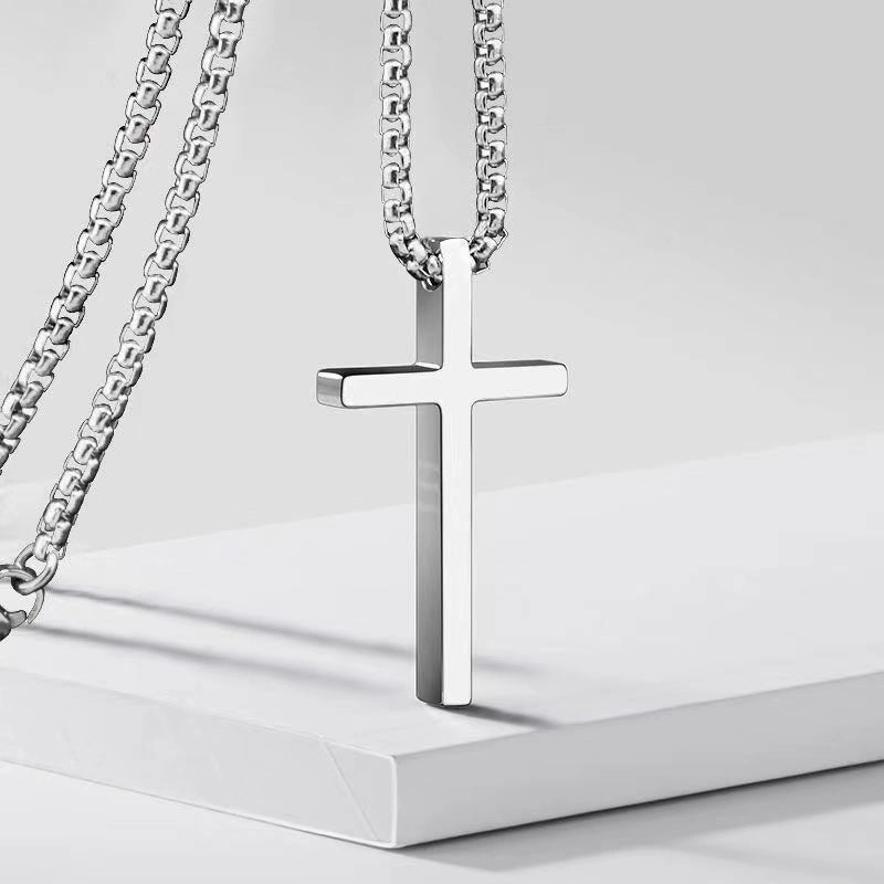 Wholesale Titanium Steel Cross Necklace Pendant Sweater Chain