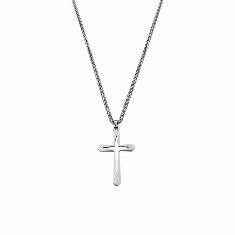 Wholesale titanium steel cross stainless steel sweater necklace women's non-fading accessories