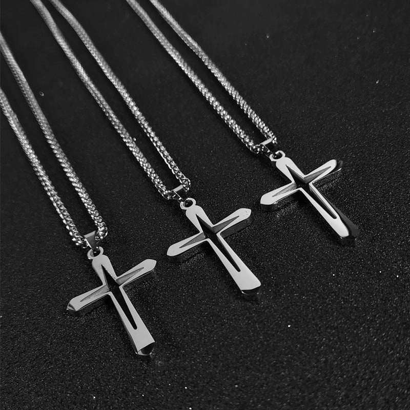 Wholesale titanium steel cross stainless steel sweater necklace women's non-fading accessories