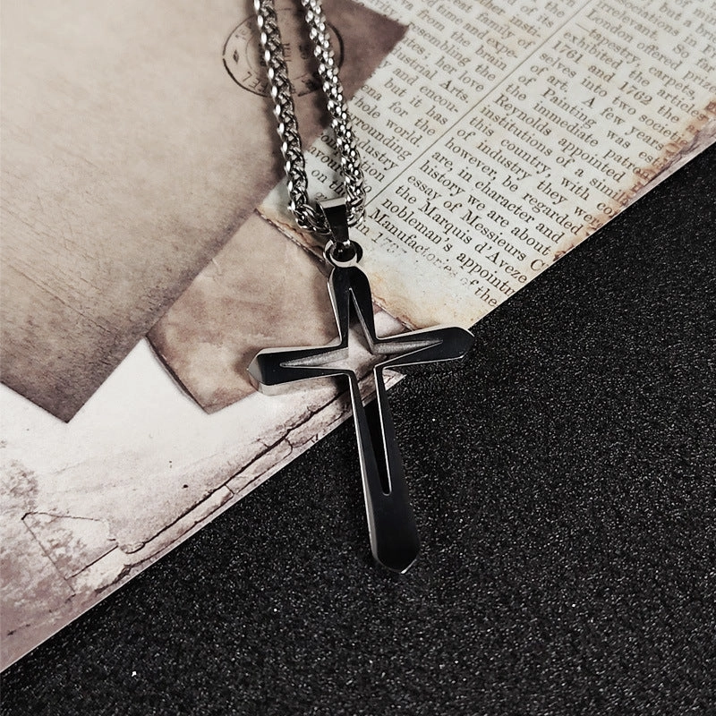 Wholesale titanium steel cross stainless steel sweater necklace women's non-fading accessories