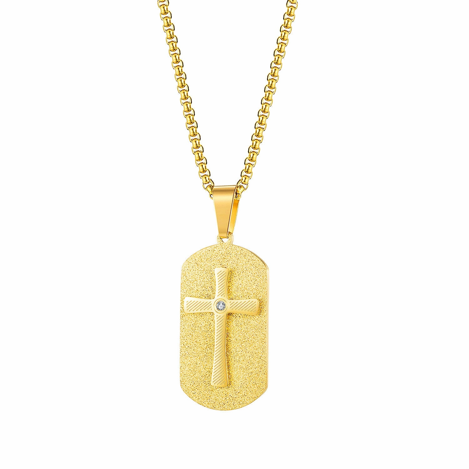 Wholesale Titanium Steel Cross Tag Necklace