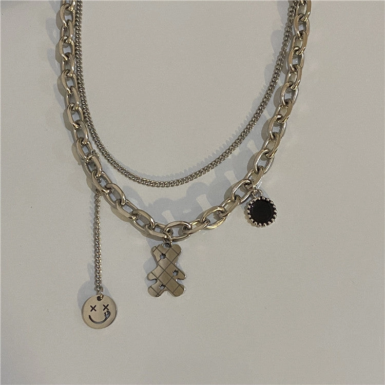 Wholesale Titanium Steel Cute Bear Necklaces