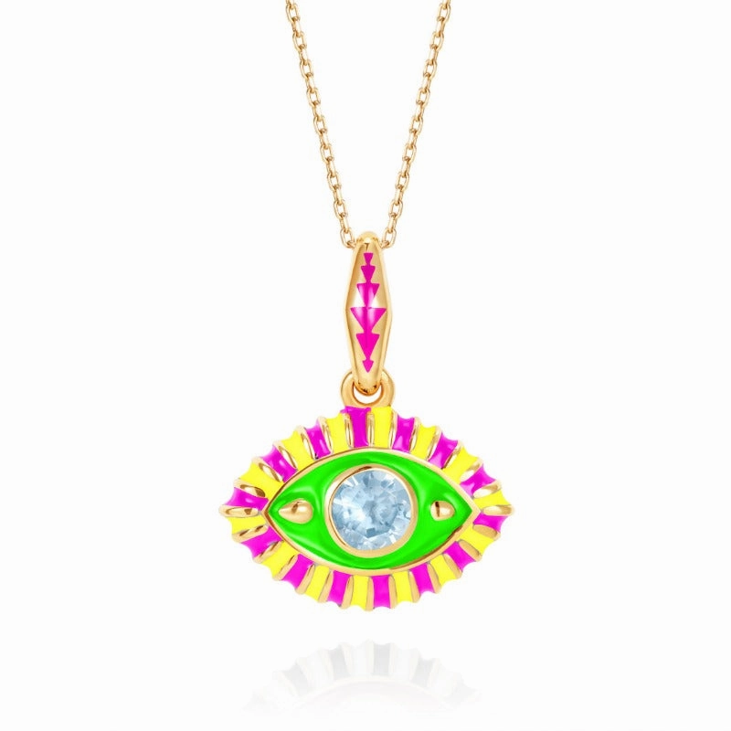 Wholesale Titanium Steel Diamond Devil's Eye Necklace