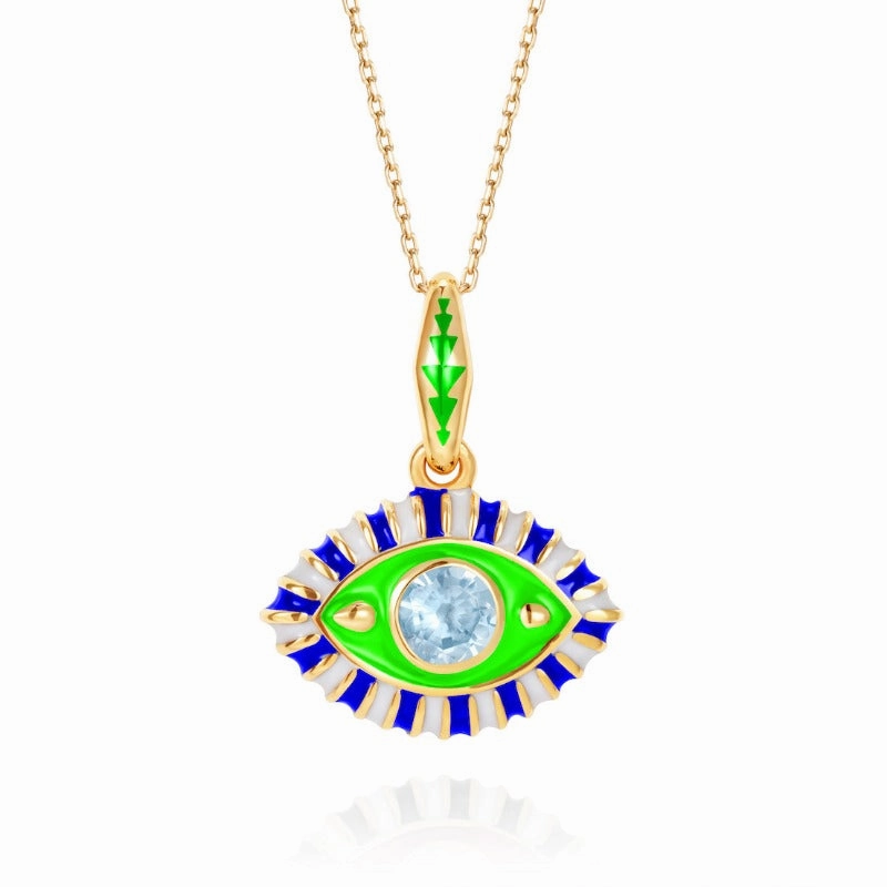 Wholesale Titanium Steel Diamond Devil's Eye Necklace