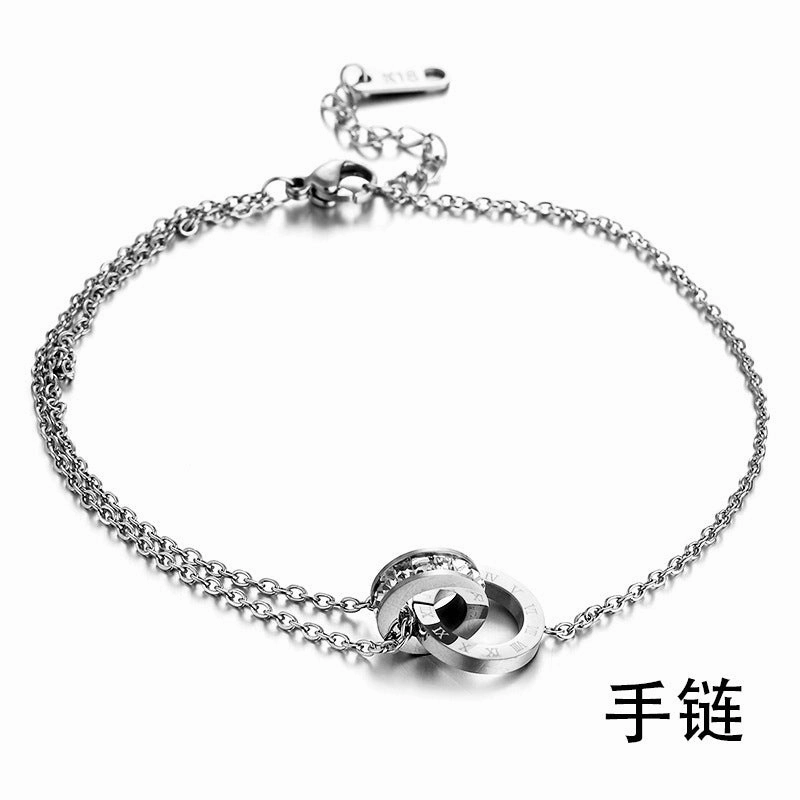 Wholesale Titanium Steel Diamond Interlocking Roman Numeral Bracelet