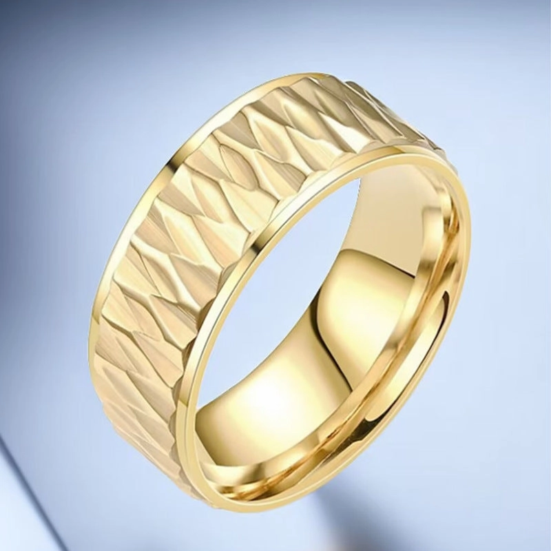 Wholesale Titanium Steel Diamond Patterned Rings