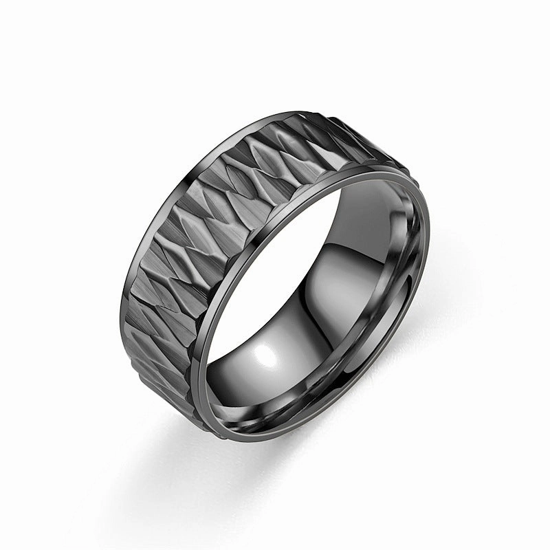 Wholesale Titanium Steel Diamond Patterned Rings