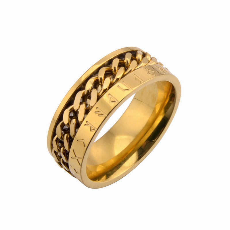 Wholesale Titanium Steel Digital Rotatable Chain Men's Ring