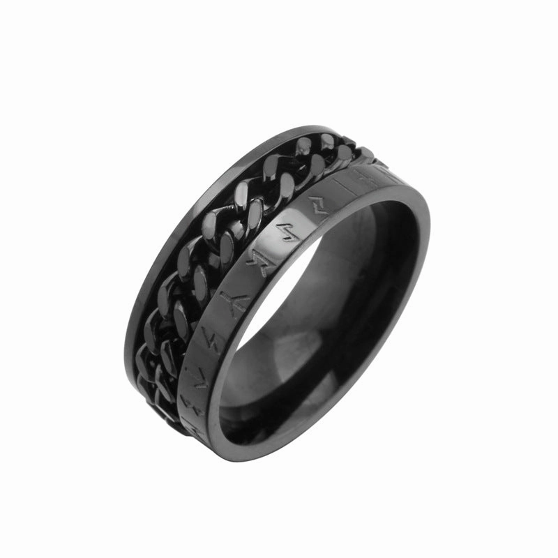 Wholesale Titanium Steel Digital Rotatable Chain Men's Ring