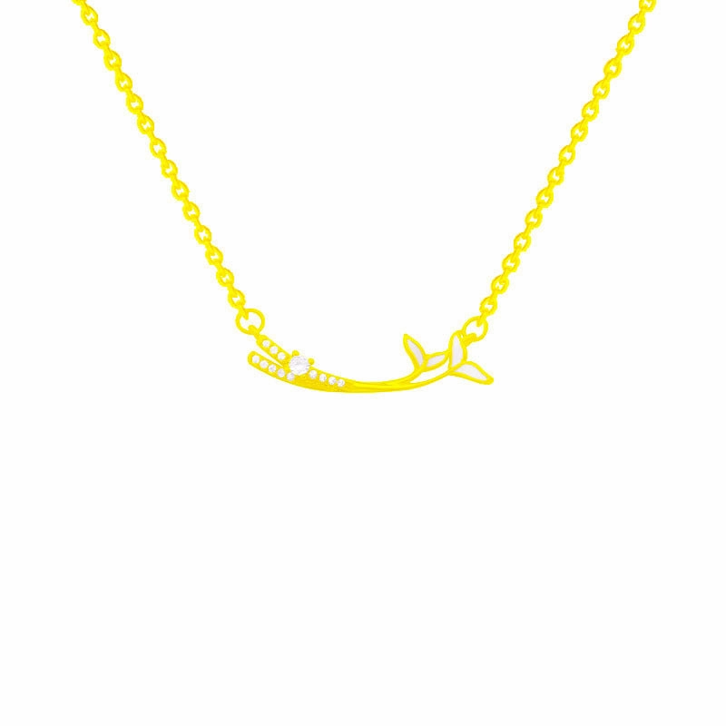 Wholesale Titanium Steel Double Fish Tail Necklace Clavicle Chain