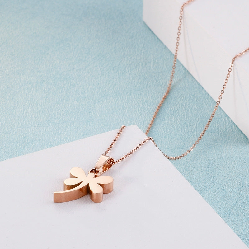 Wholesale Titanium Steel Dragonfly Pendant Necklace