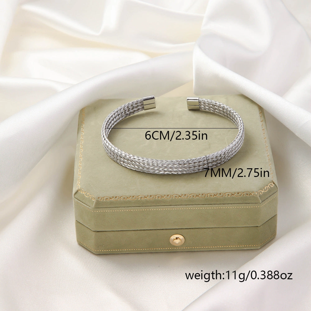 Wholesale Titanium Steel Elastic Irregular Open Bracelet