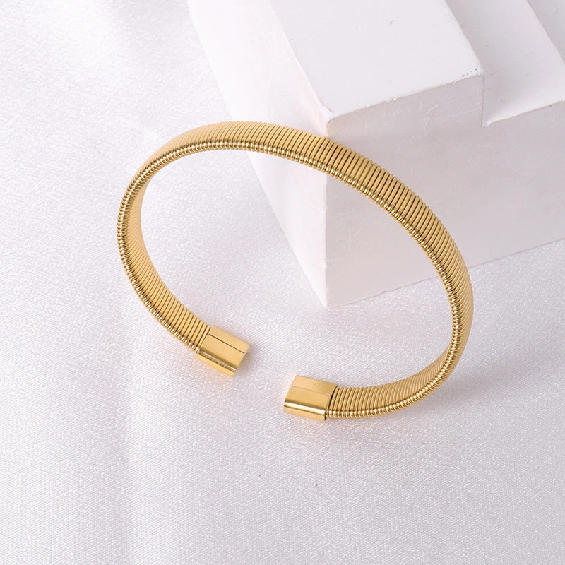 Wholesale Titanium Steel Elastic Irregular Open Bracelet