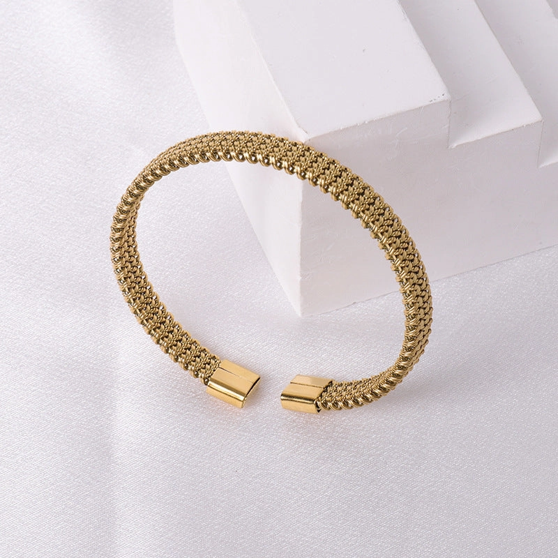 Wholesale Titanium Steel Elastic Irregular Open Bracelet
